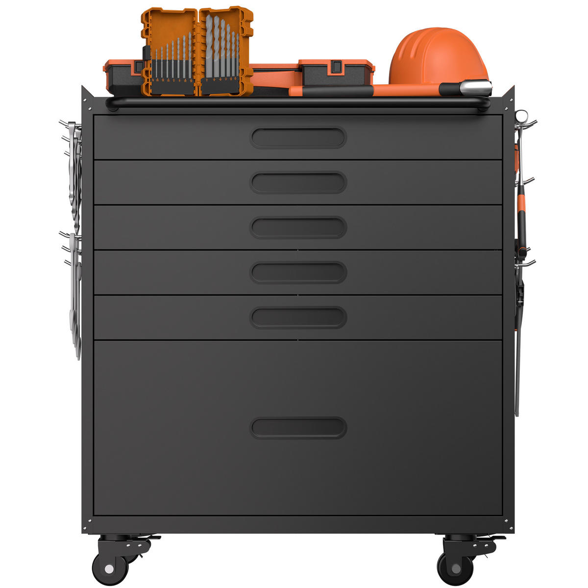 KOMBIKOMMODE – 6 Schubladen, 87,3 cm (H) × 75 cm (B) × 42 cm (T) - Schwarz, Metall (42/87.3/75cm) - DCA