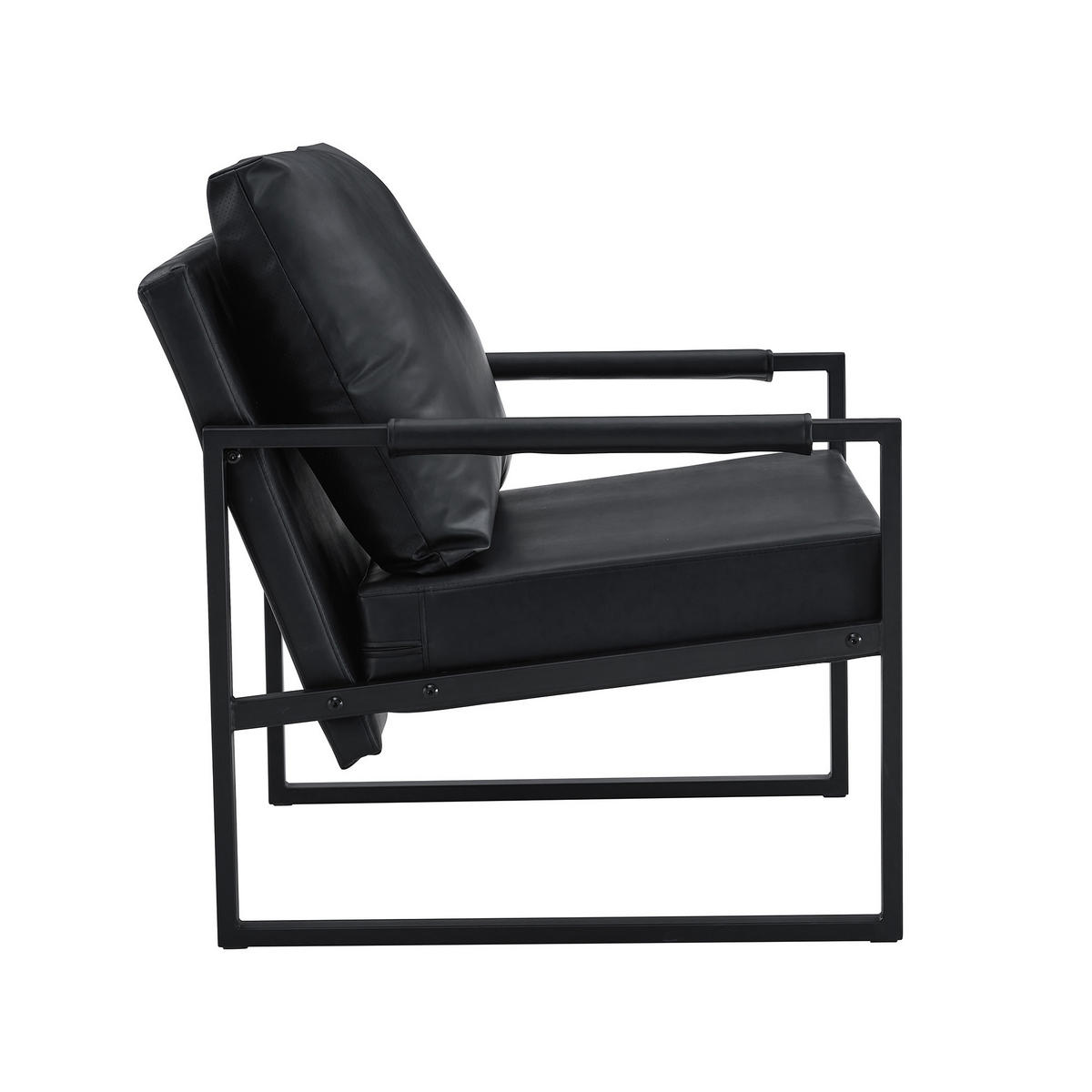 SESSEL mit schwarzem Metallrahmen, DE-42370, Schwarz - Schwarz, Metall (75.5/75.2/68.6cm) - ComfortXL
