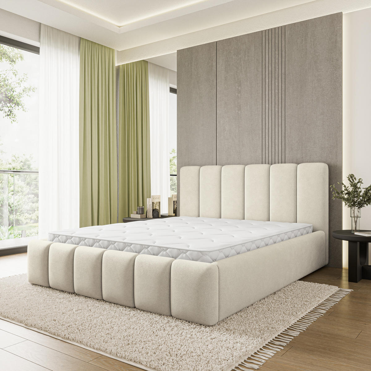 POLSTERBETT ATTORA SR 180x200 cm mit Bettkästen - Creme - Creme, Holz (180/200cm) - MASSENO