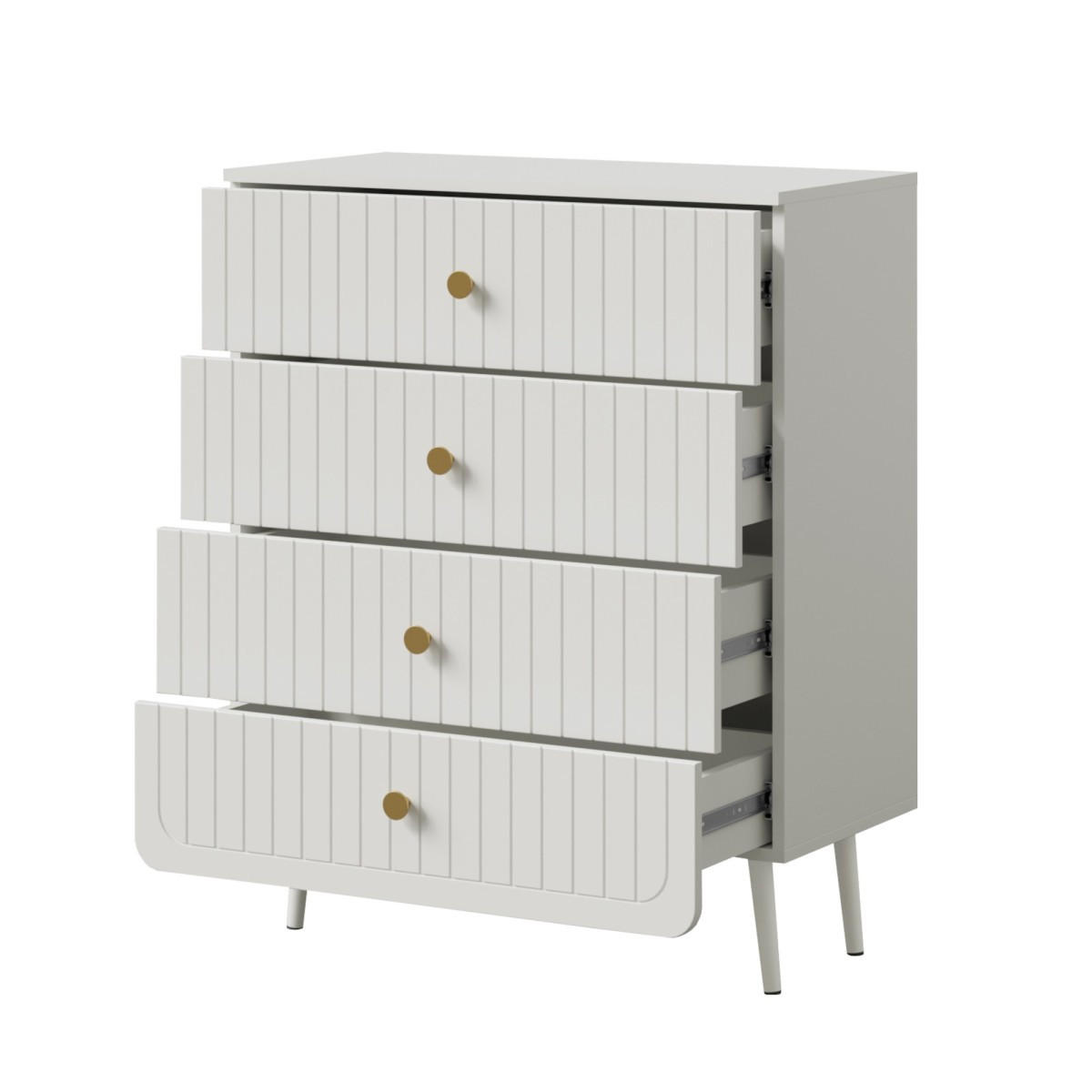 KOMMODE mit Schubladen Chloe 4S 80 Weiß (schwarzer oder goldener Griff) - Schwarz/Weiß, Holzwerkstoff/Kunststoff (80/100/40cm) - mzm24