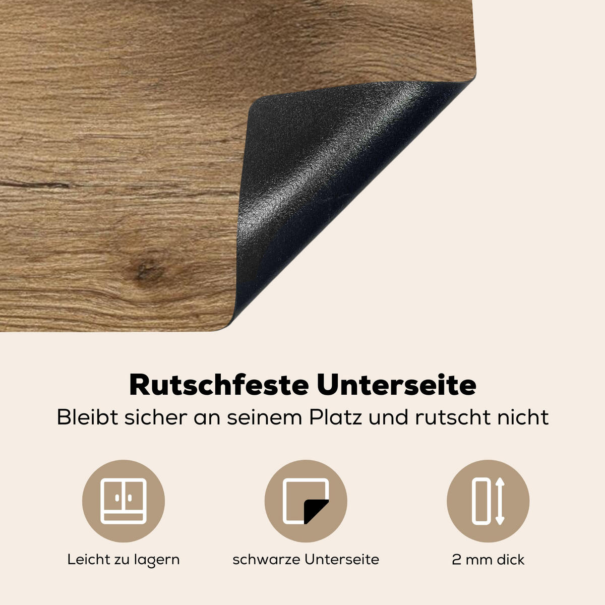 HERDABDECKPLATTE Holz - Braun - Holzoptik Induktionsmatte 77x51 cm - Eichefarben, Kunststoff (77/51/0.2cm) - MuchoWow