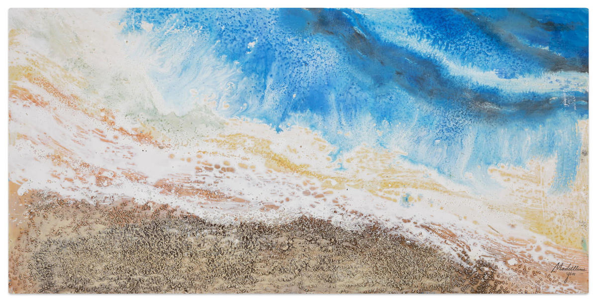 ACRYLBILD HANDGEMALT 120/60 cm - Blau/Braun, Holz/Textil (1.68/60cm) - KUNSTLOFT