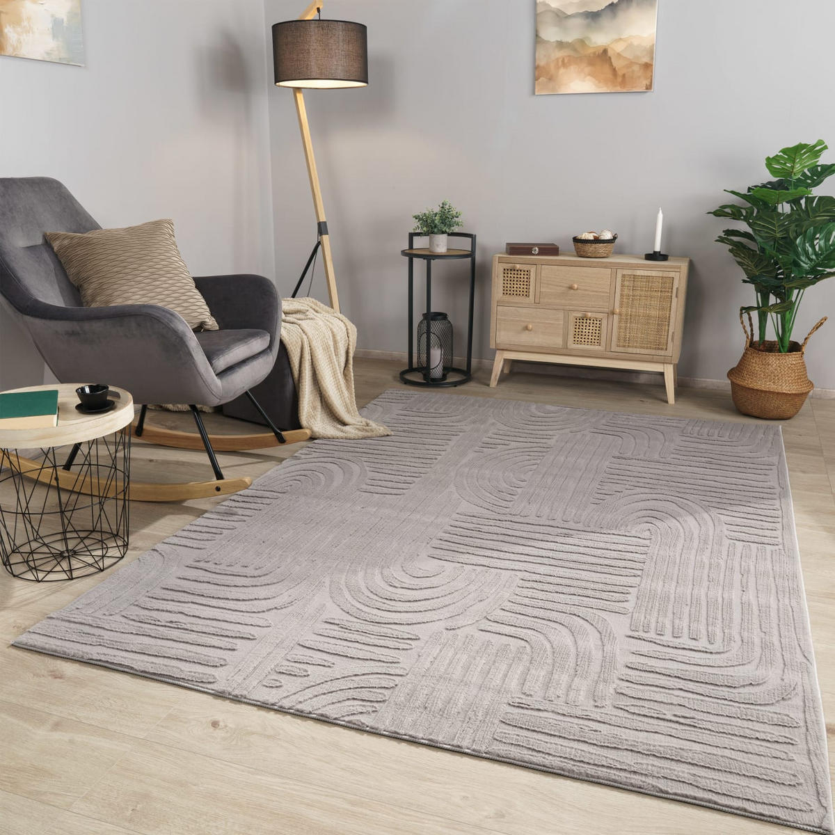 FLACHWEBETEPPICH Boho Grau 80 x 150 cm - Grau, Kunststoff (80/150cm) - TT Home