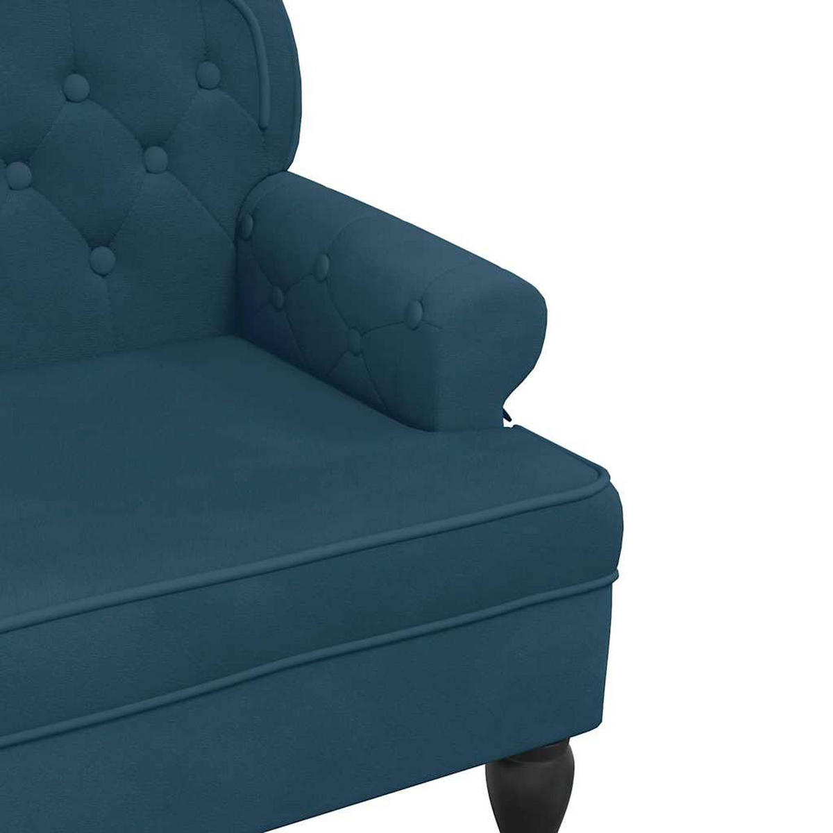 SITZBANK Mit Rückenlehne Blau 119,5/64,5/75 Cm Samt - Blau, Naturmaterialien (64.5/75/119.5cm) - vidaXL