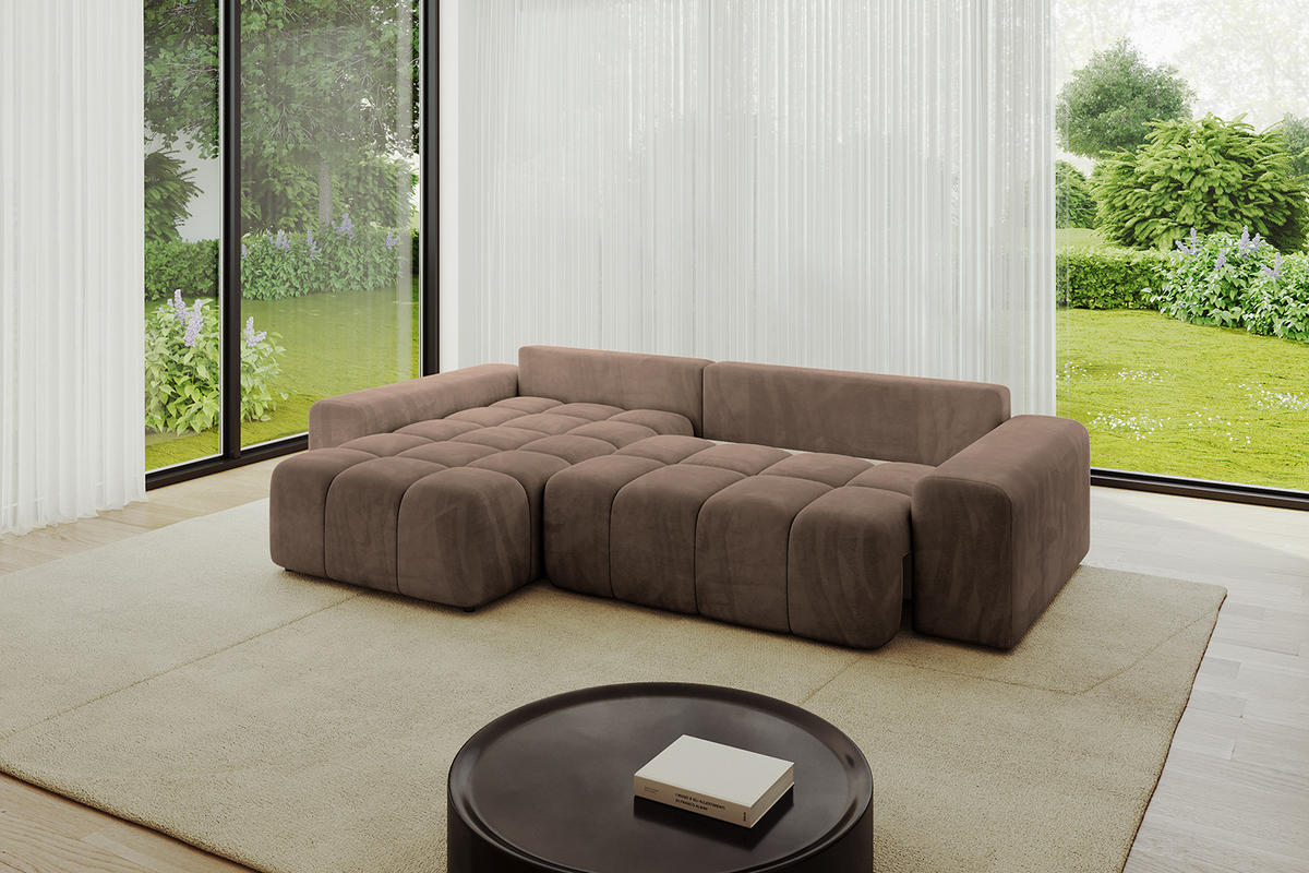 ECKSOFA Ottomane links/rechts ENIL-L 290x175x84 Braun Velours - Braun, Holzwerkstoff/Kunststoff (290/175cm) - ALTDECOR