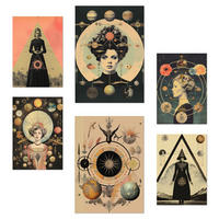 POSTER Set Mit 6 Mystischen & Esoterischen In Beige & Schwarz A3 & A4 Rahmenlos - Klar, Papier (29/3cm) - Nacnic