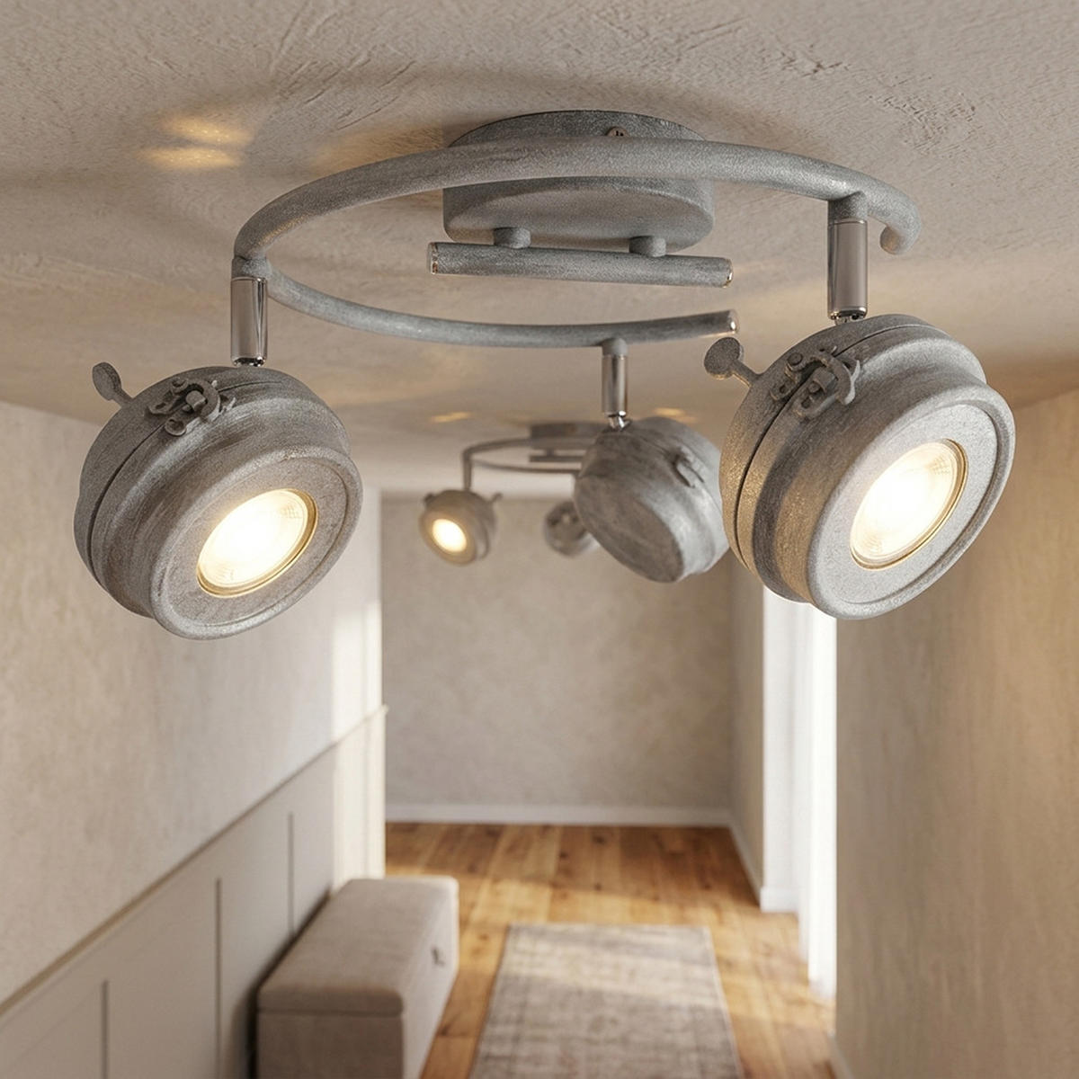 LED DECKENLEUCHTE Metall Grau Antik 2er Set - Grau, Metall (34/34/16cm) - Globo Lighting