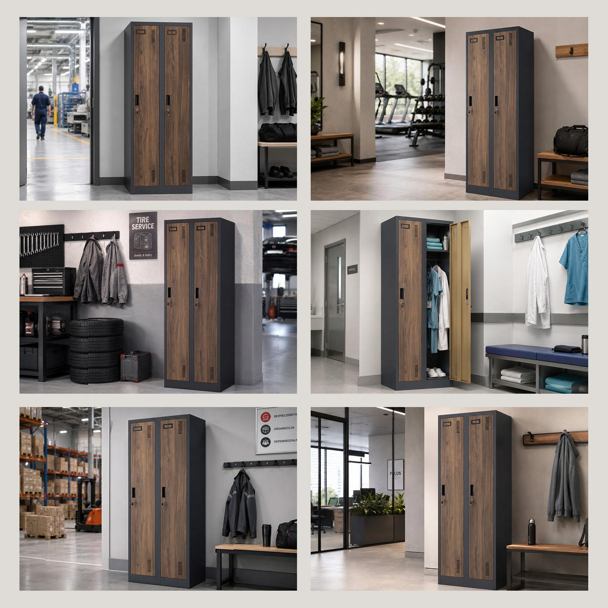 ZWEIFACH-PUTZSCHRANK KACPER II 180x60x50 cm - Anthrazit/Nussbaumfarben, Metall (60/180/50cm) - Jan Nowak