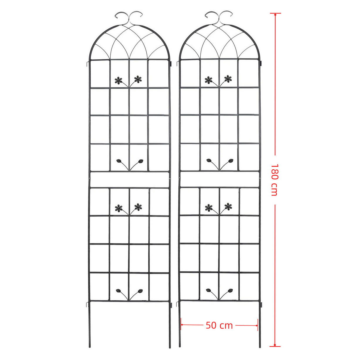 BLUMENKASTENHALTER aus Metall 50x180cm in Schwarz - Schwarz, Metall (50/180/50cm) - Modfu