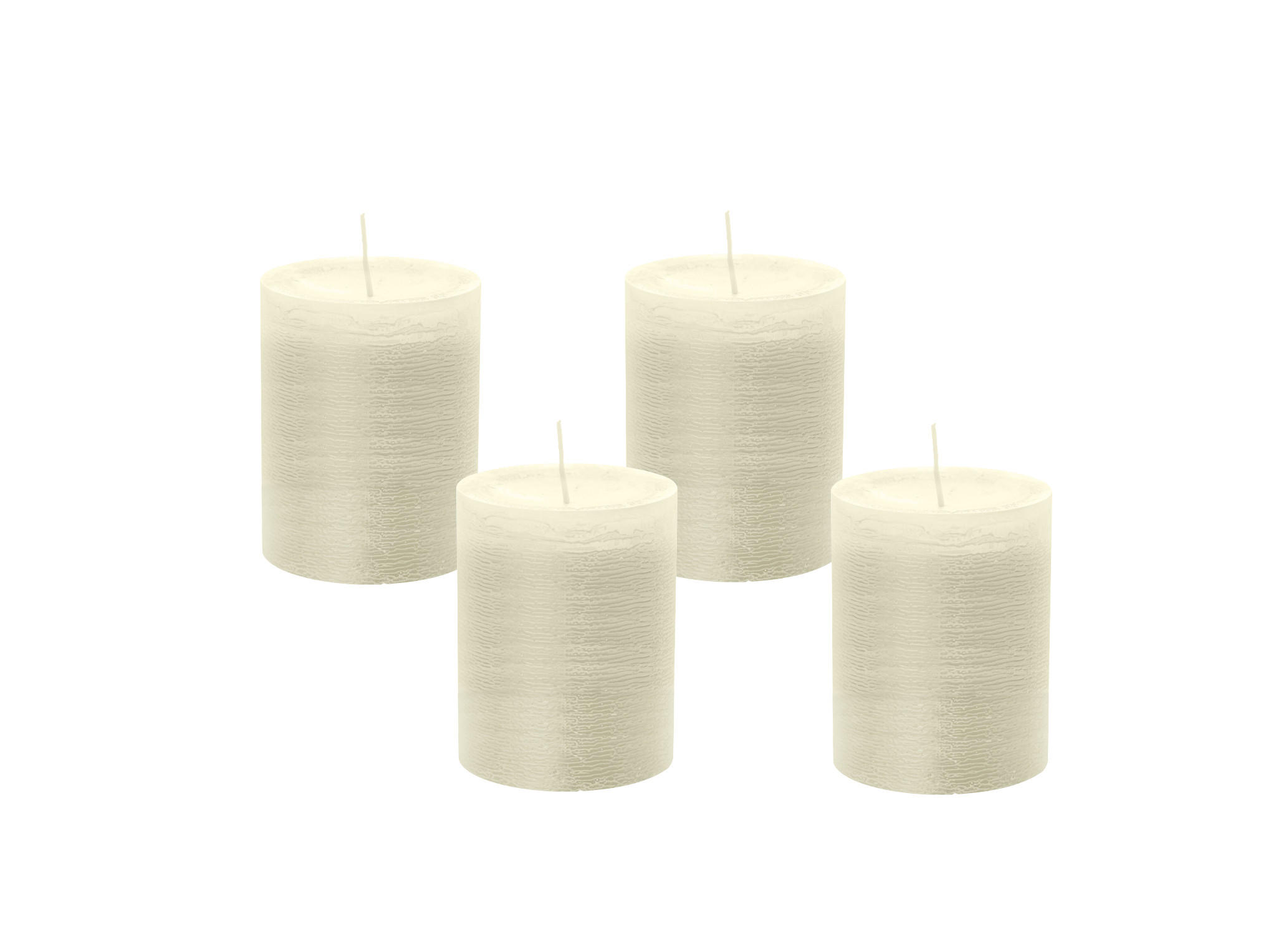 STUMPENKERZE Rustik Elfenbein 90 x 58 mm, 4er Adventskerzen-Set - Beige, Paraffin (9cm) - Wiedemann Kerzen
