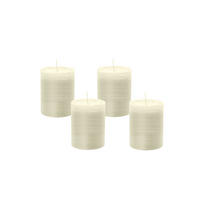 STUMPENKERZE Rustik Elfenbein 90 x 58 mm, 4er Adventskerzen-Set - Beige, Paraffin (9cm) - Wiedemann Kerzen