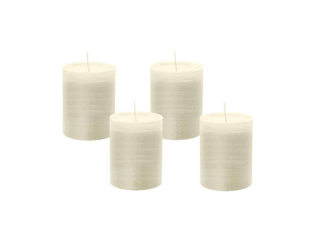STUMPENKERZE Rustik Elfenbein 90 x 58 mm, 4er Adventskerzen-Set - Beige, Paraffin (9cm) - Wiedemann Kerzen
