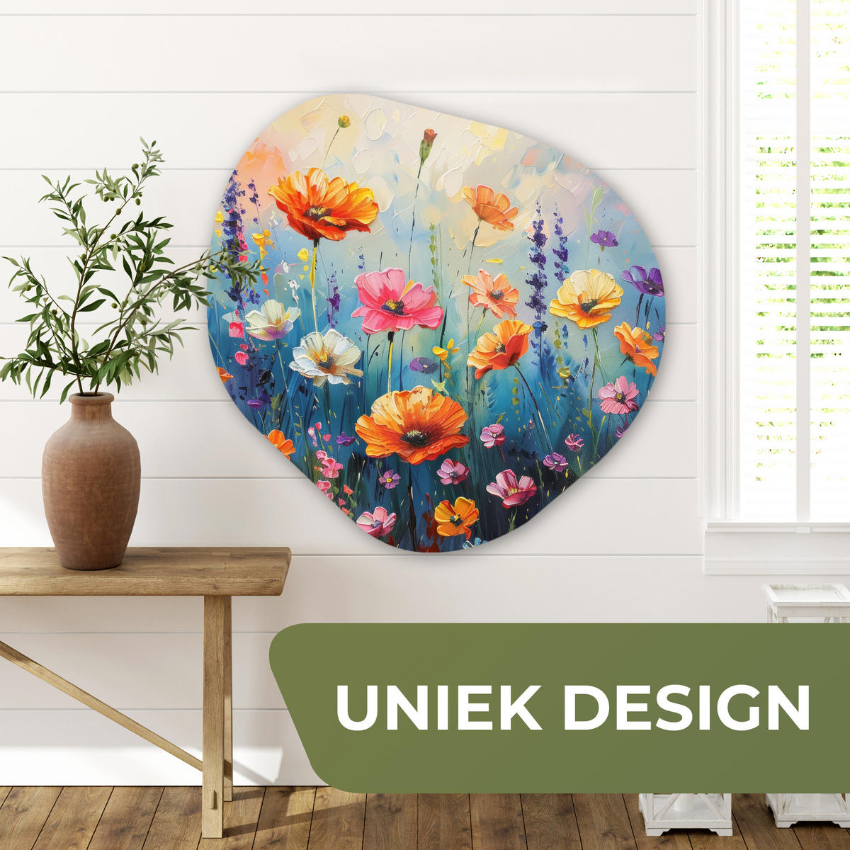 WANDBILD Blumen - Natur - Aquarell - Kunst Room Decor 90x90 cm - Multicolor, Kunststoff (90/90cm) - MuchoWow