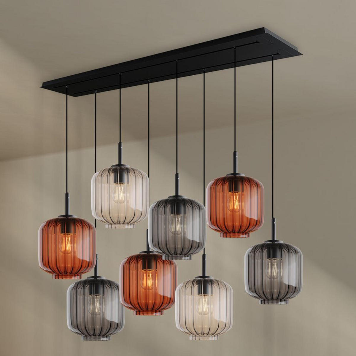 HÄNGELEUCHTE Velo 8-flammig Mehrfarbig Ø 20cm - Multicolor/Schwarz, Glas (20/20/20cm) - s.luce