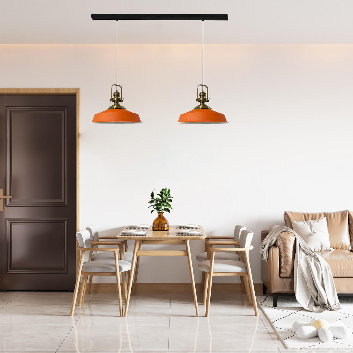 PENDELLEUCHTE Asletl 2 Flammig 41/36 cm - Orange, Metall (36/41/28cm) - Bamyum