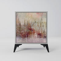 SIDEBOARD VEILED SUMMIT, Grau, 57,5x42x70,5 cm, Schwarze Metall-Sternfüße - Multicolor/Schwarz, Holzwerkstoff/Metall (57.5/70.5/42cm) - SpaceRebels