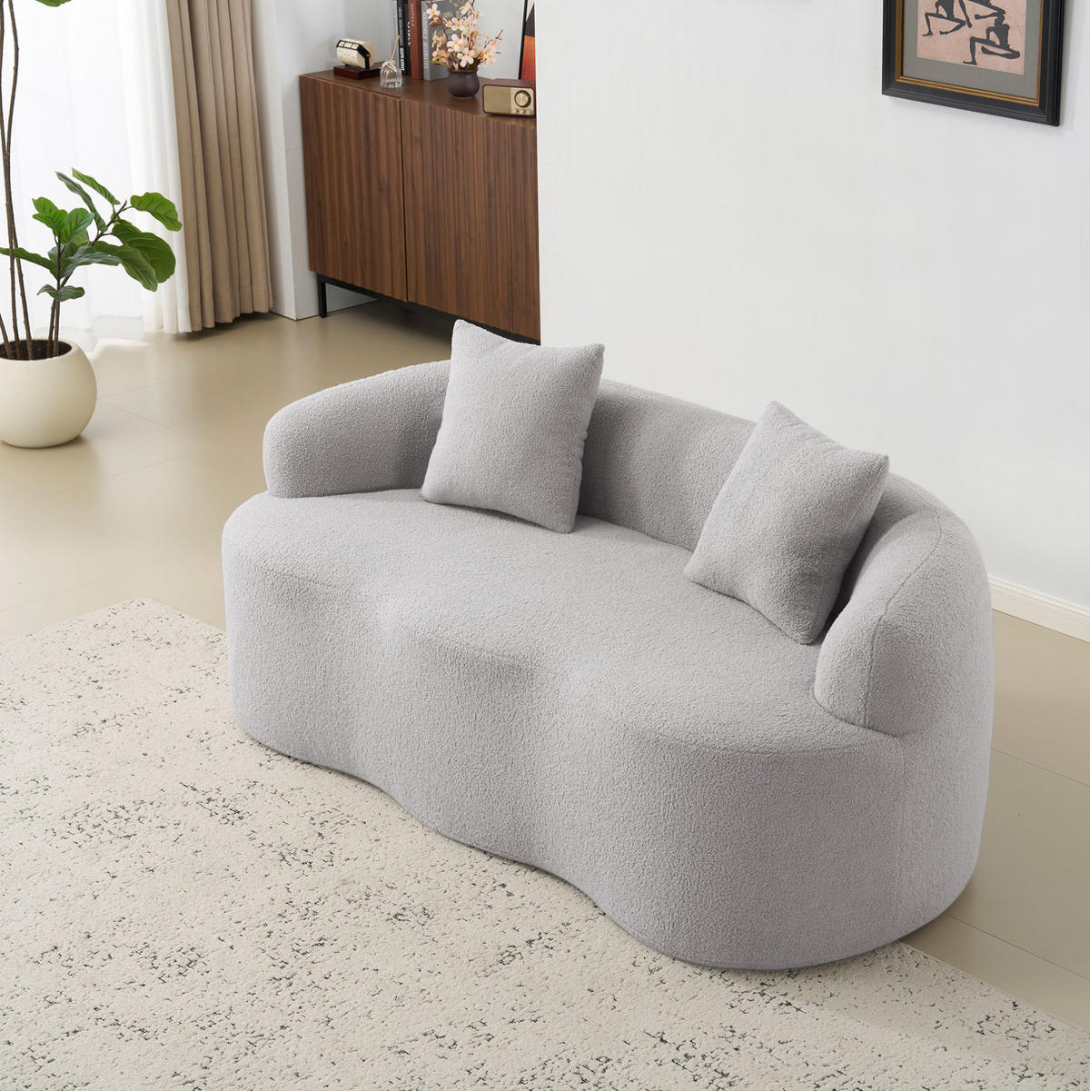 SOFA geschwungen 2-Sitzer Hellgrau - Hellgrau, Kunststoff (170/70/89cm) - Meubliv