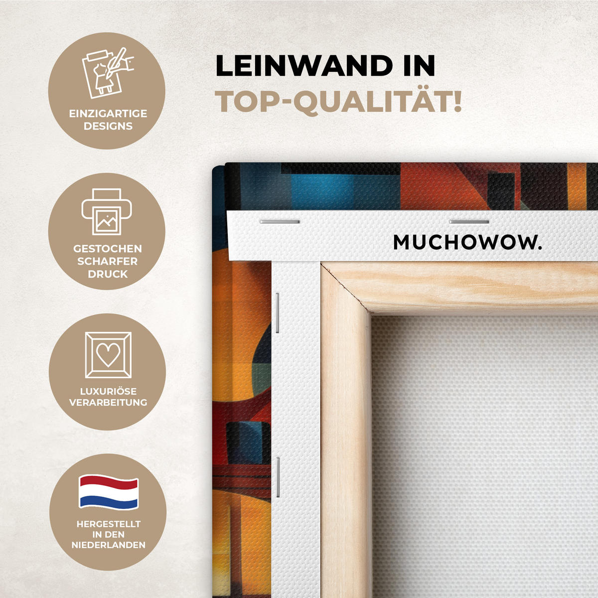 LEINWANDBILD Figuren - Abstrakt - Symbole 40x30 cm - Terracotta, Textil (40/30cm) - MuchoWow