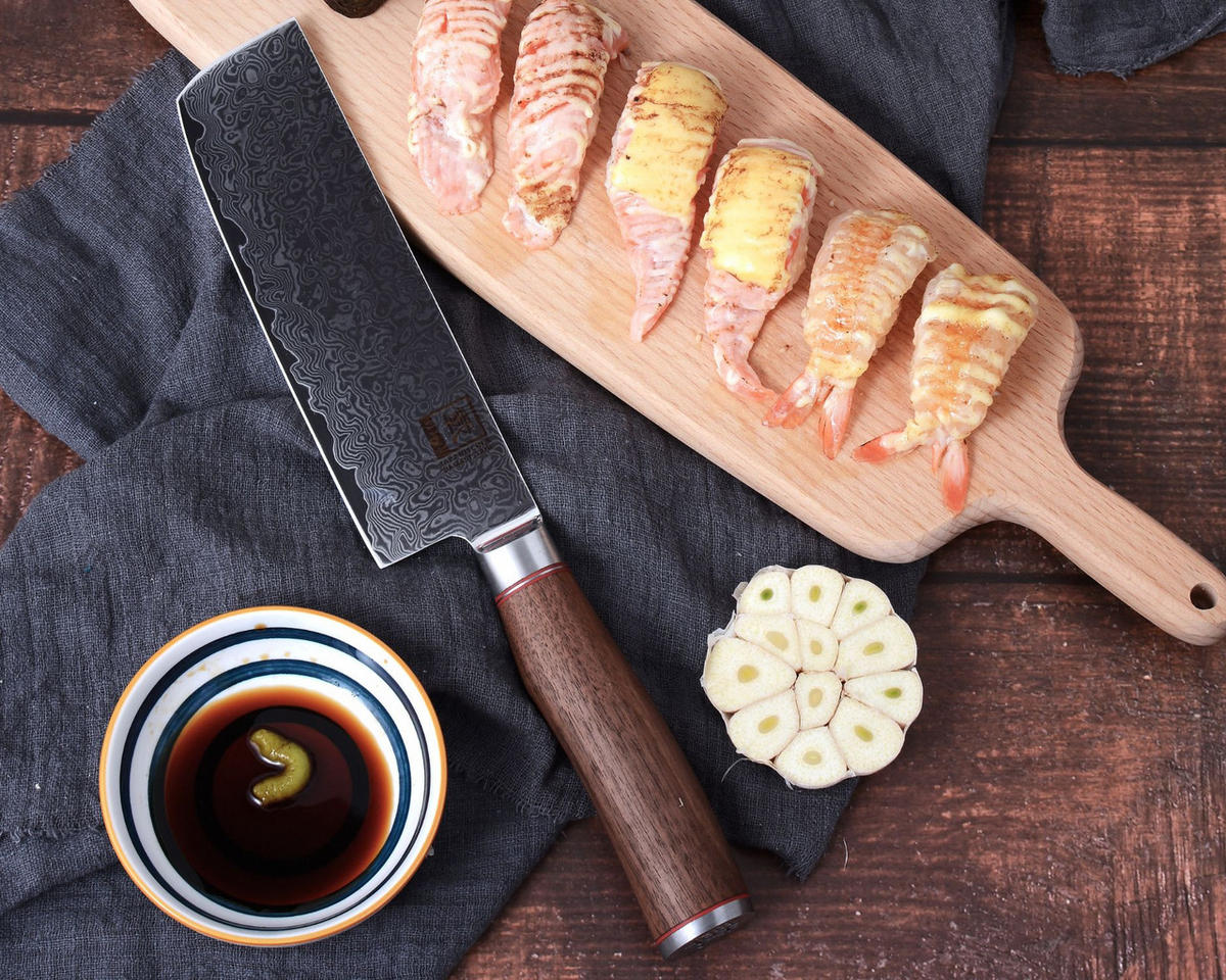 NAKIRIMESSER 18 cm - Nussbaumfarben, Holz/Metall (31cm) - Zayiko