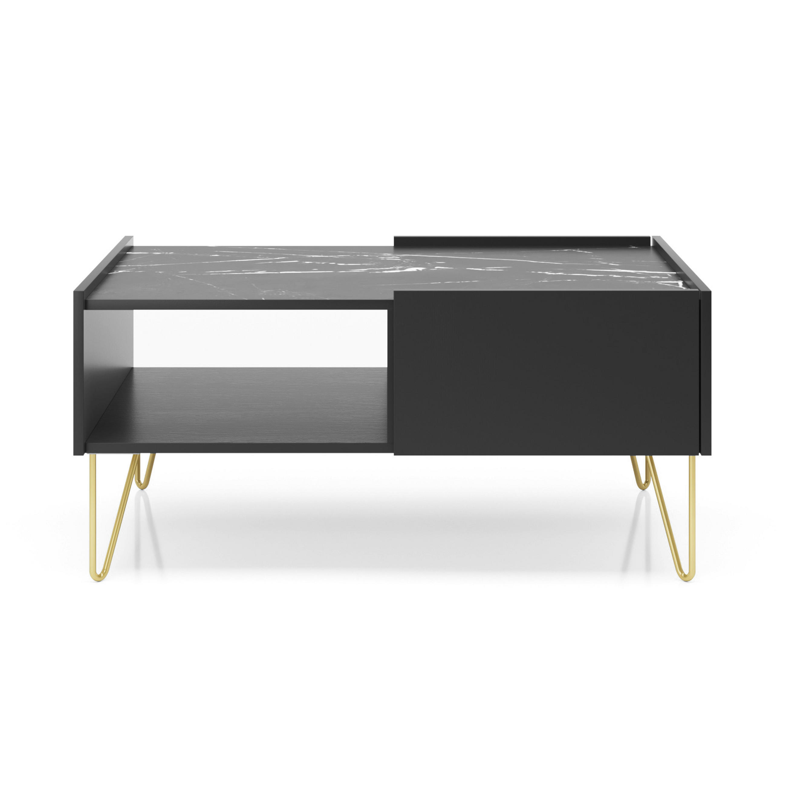 COUCHTISCH Canmore L97 Elegant Schwarz - Schwarz, Holzwerkstoff/Metall (65/97/45cm) - Komodee