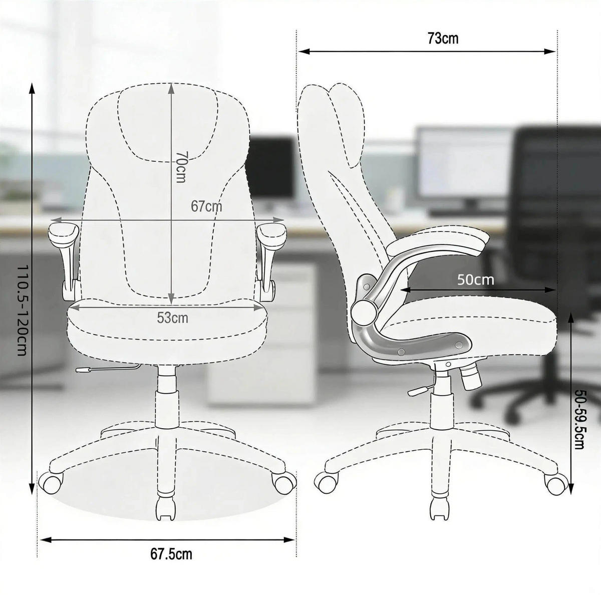 DREHSTUHL 67,5/73/110,5-120 cm schwarz aus PU, Mesh und Metall - Schwarz, Metall (73/120/67.5cm) - OKWISH