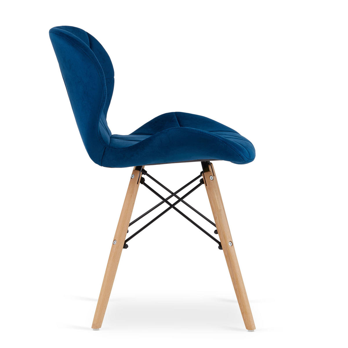 STUHL AMATRICE 1 Stück, Blau, mit Samtstoff gepolstert - Blau, Holz/Textil (48/74/53cm) - Komodee