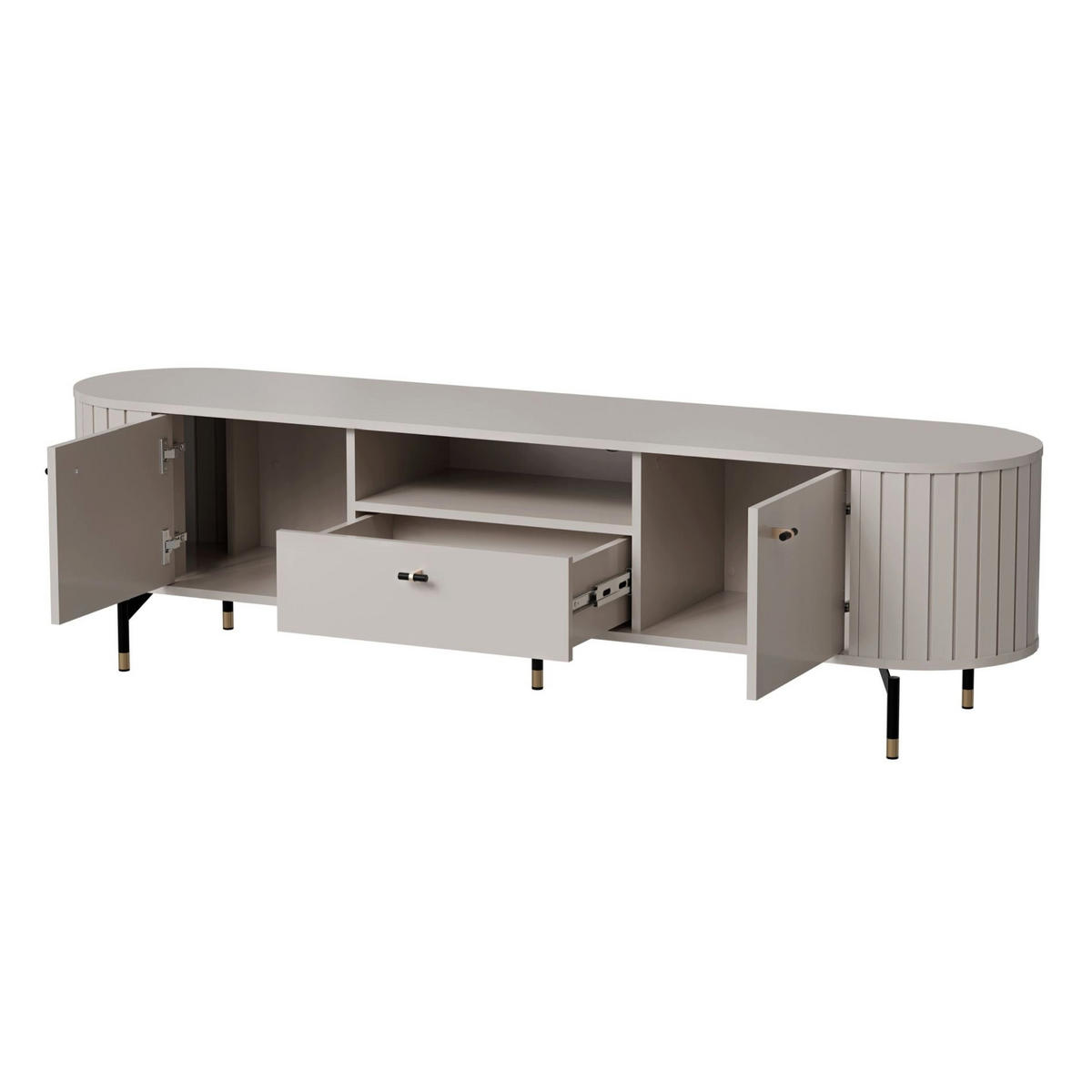 TV stolík Zante sivobéžový 180/49/40 cm - čierna/taupe, kov/kompozitné drevo (180.1/49/40cm) - Selsey