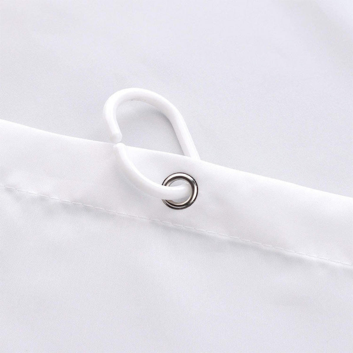 DUSCHVORHANG Weiß Polyester 150 g wasserfest schimmelresistent maschinenwaschbar mit Haken - Weiß, Textil (180/200cm) - MCBOSON