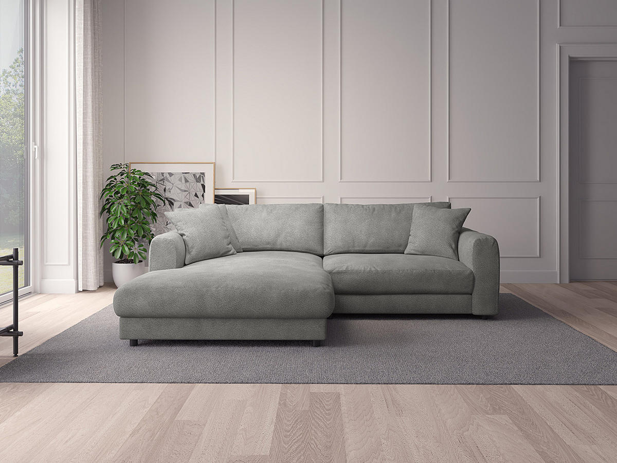 ECKSOFA mit Longchair - Schwarz/Grau, Kunststoff/Textil (238/183cm) - home24