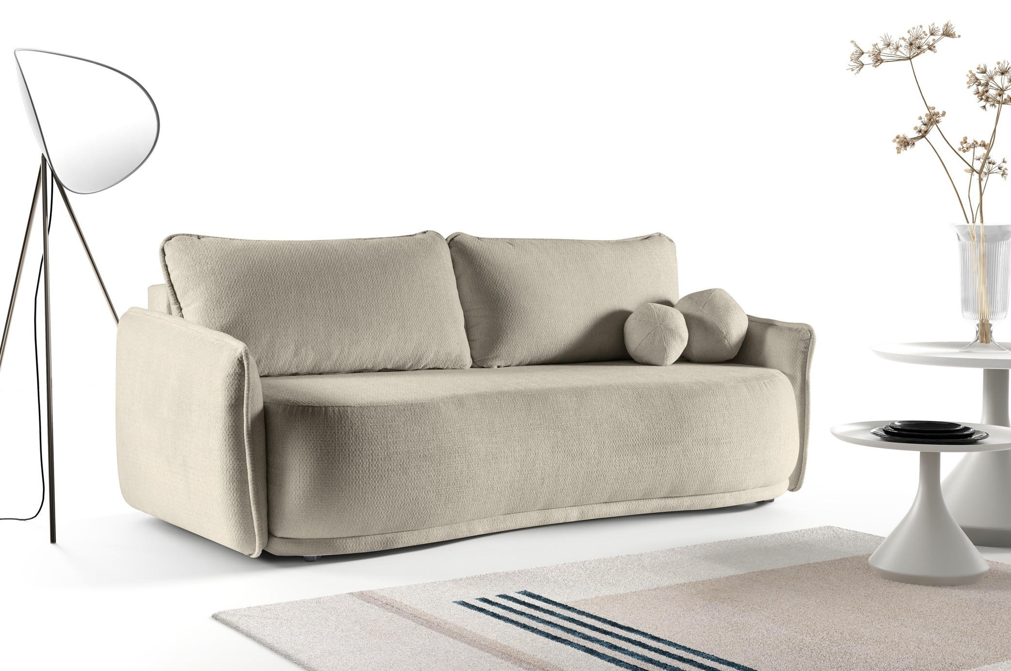 SOFA Perugia Beige, mit Schlaffunktion - Beige, Holzwerkstoff/Textil (231/93/106cm) - Bettso