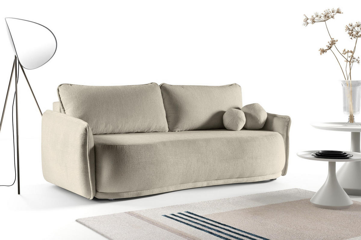 SOFA Perugia Beige, mit Schlaffunktion - Beige, Holzwerkstoff/Textil (231/93/106cm) - Bettso