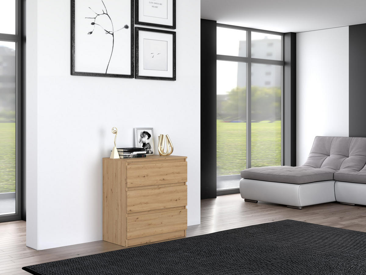 KOMMODE 3 SCHUBLADEN M3 - EICHE ARTISAN - Eiche Artisan, Holzwerkstoff (70/75/40cm) - CDF