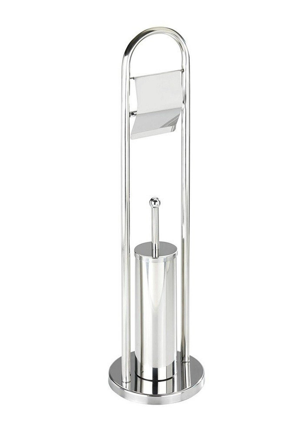 TOILETTENPAPIERSTÄNDER und Toilettenbürste Vasto 22/22/81 cm - Silberfarben, Metall (22/81/22cm) - Wenko