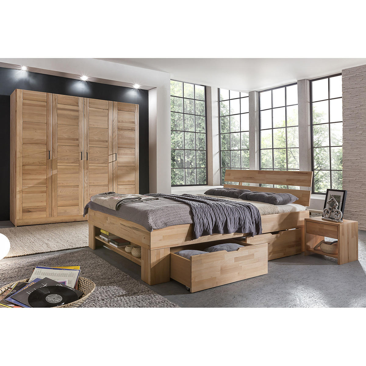 MASSIVHOLZBETT - Kernbuche massiv, geölt - Kernbuche, Holz (140/200cm) - home24