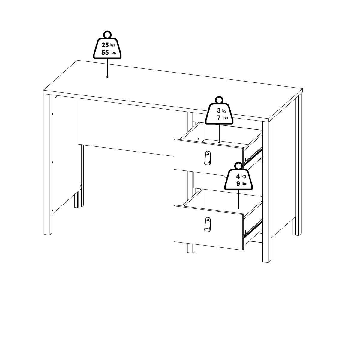 SCHREIBTISCH mit 3 Schubladen barcelone 120,4/48/76,5 cm - Zwetschgeholzfarben, Holzwerkstoff (120.4/48/76.5cm) - Calicosy