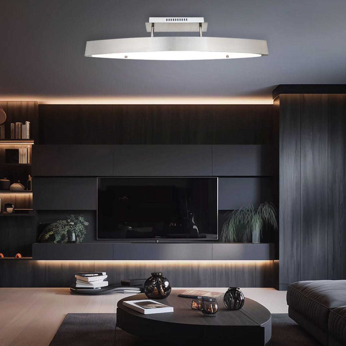 LED DECKENLEUCHTE SARAGOSSA Silber Metall Acryl - Silberfarben, Metall (80/9/18cm) - Globo Lighting