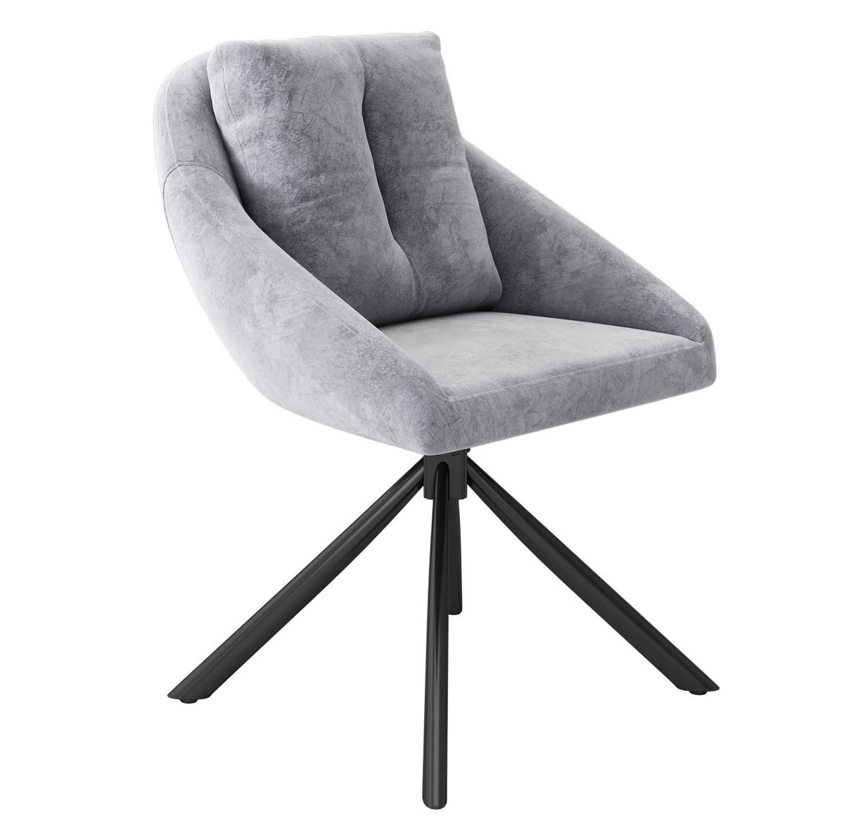 DREHSTUHL ergonomisch Samt Grau 6er-Set - Grau, Metall (54/79/65.2cm) - Meubliv