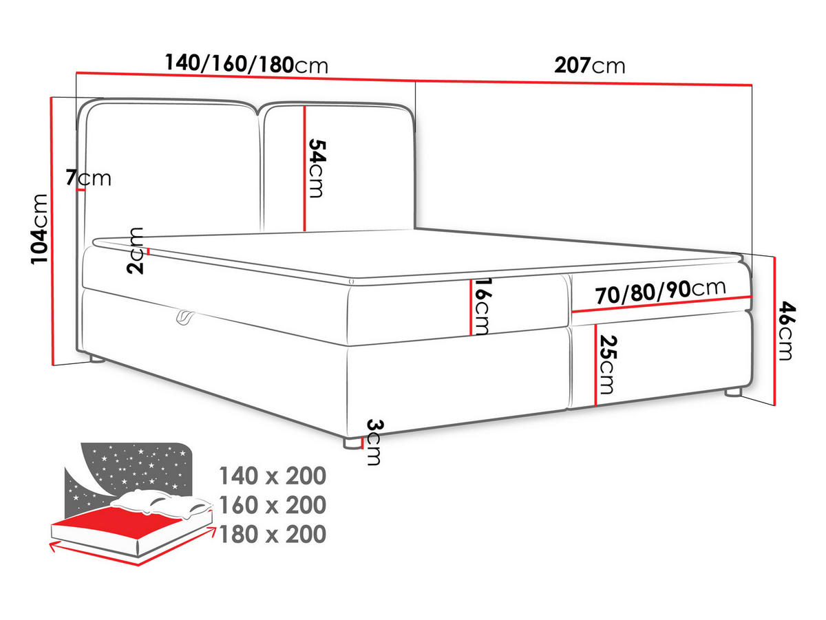 BOXBETT Boho - Schwarz/Naturfarben, Holz/Holzwerkstoff (160/200cm) - MIRJAN24