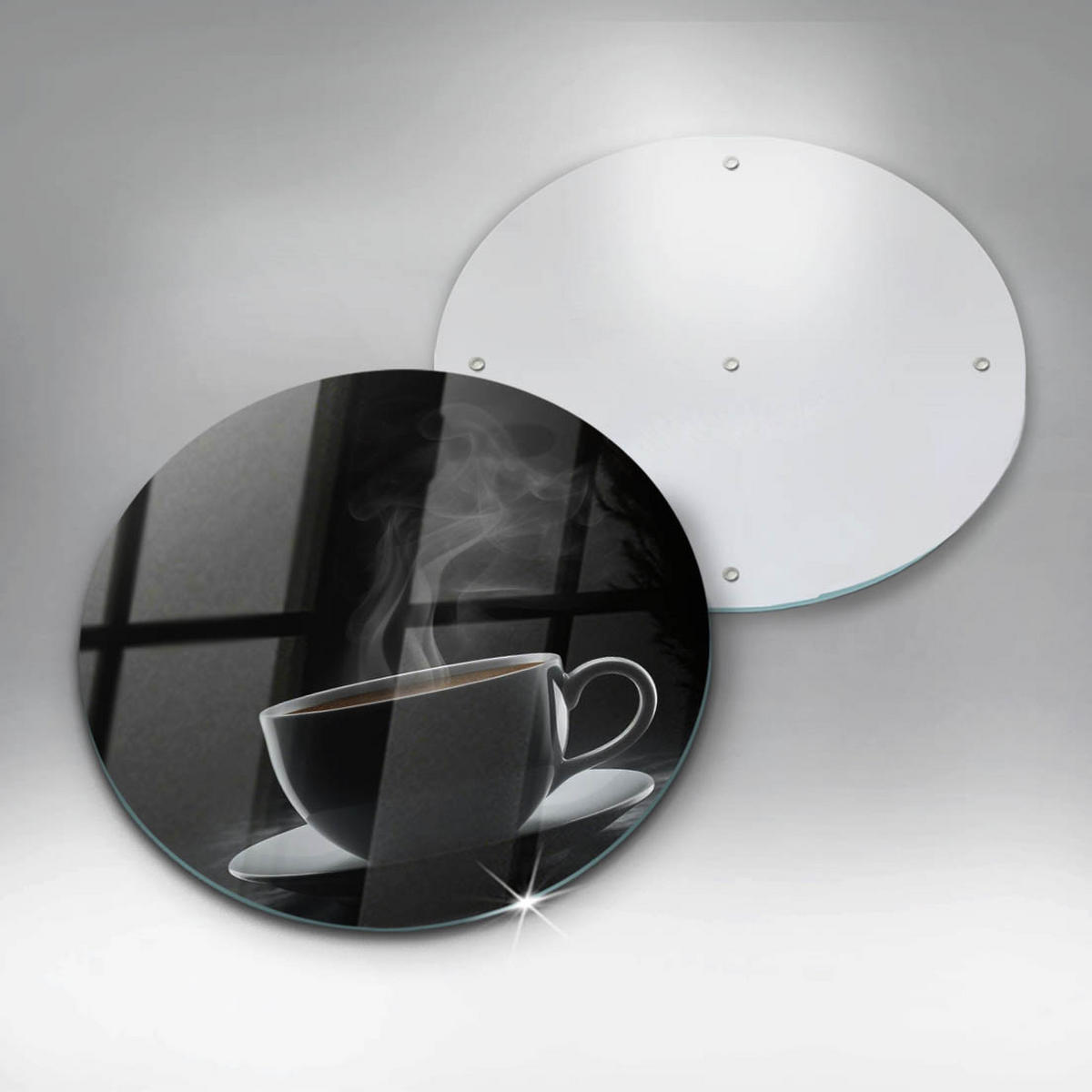 GLASPLATTE Ø 30 cm Heiße Tasse Kaffee - Schieferfarben, Glas (30/30cm) - Wallfluent