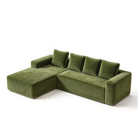 ECKSCHLAFSOFA aus Cord 261x168x58 cm mit Chaiselongue und ohne Montage, grün - Grün, Textil (261/168cm) - Luhomfu