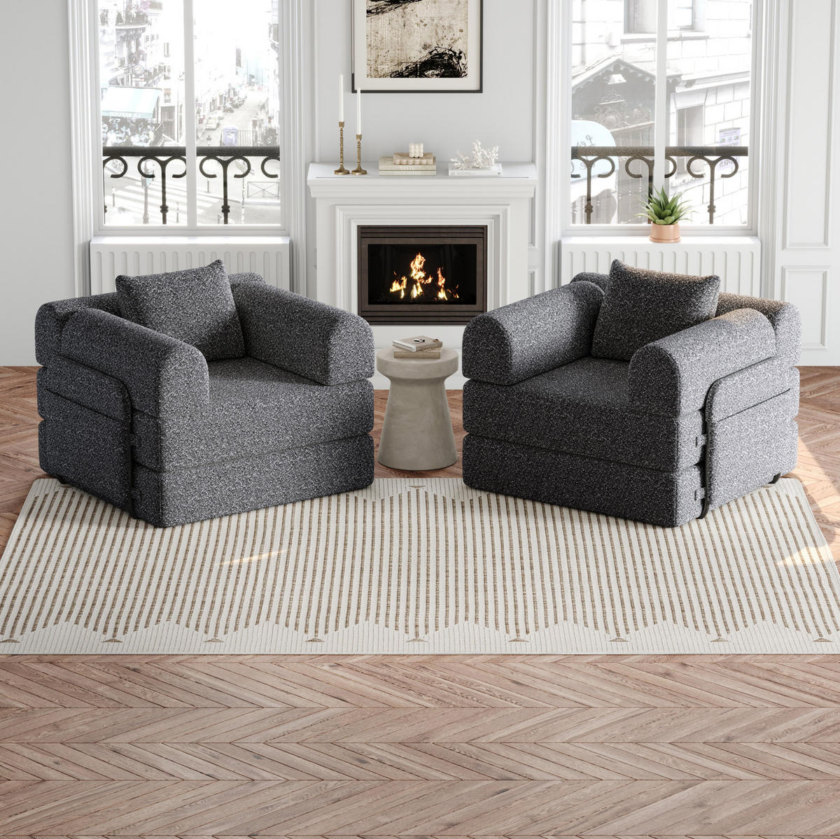 SCHLAFSOFA 2-in-1 Einzelsitzer Chenille Grey - Grau, Kunststoff (91.4/69.8/183.8cm) - Meubliv