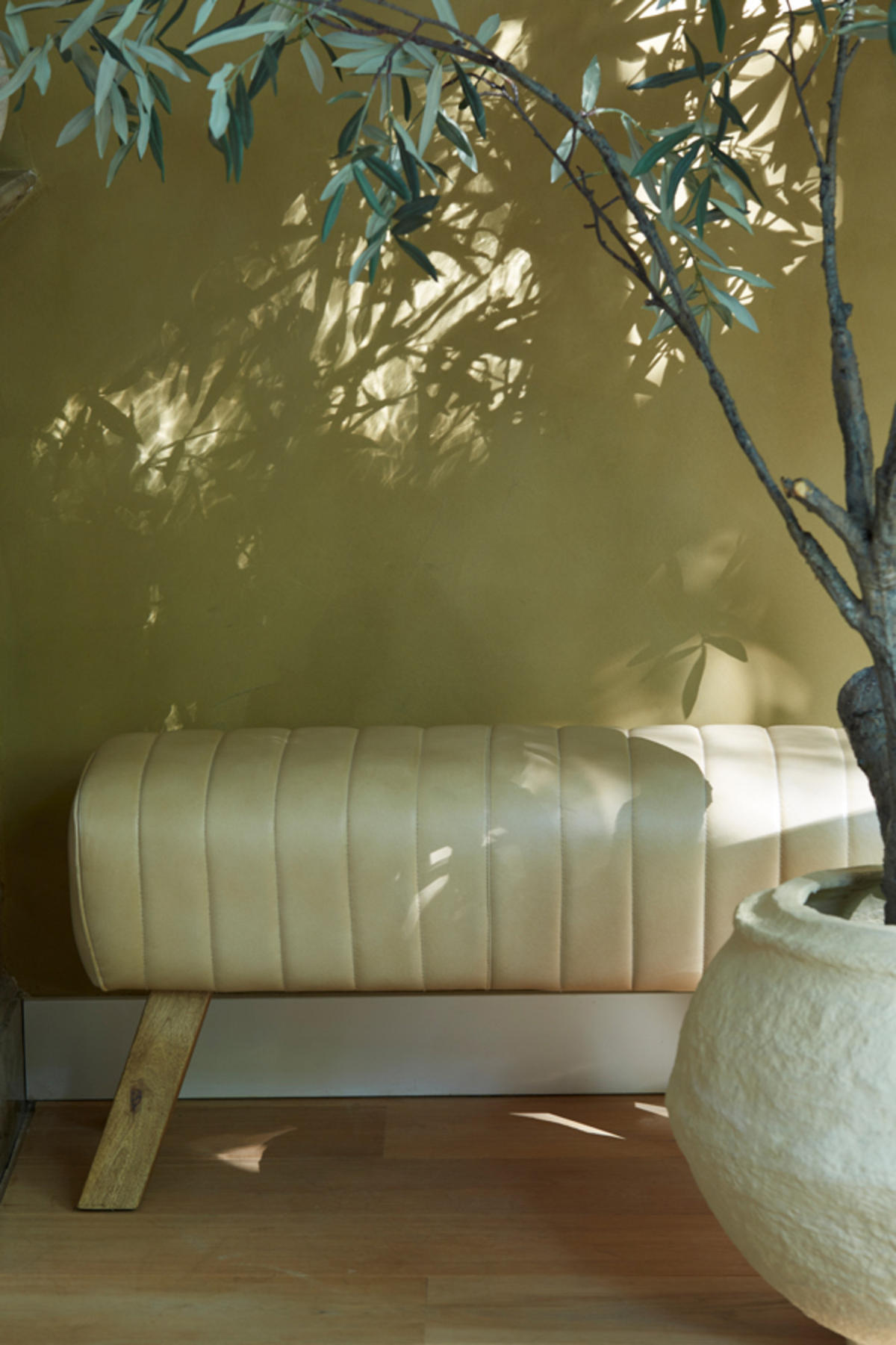 BANK Ramy Braun 90/31/46 cm - Hellbraun, Leder (31/46/90cm) - Light & Living