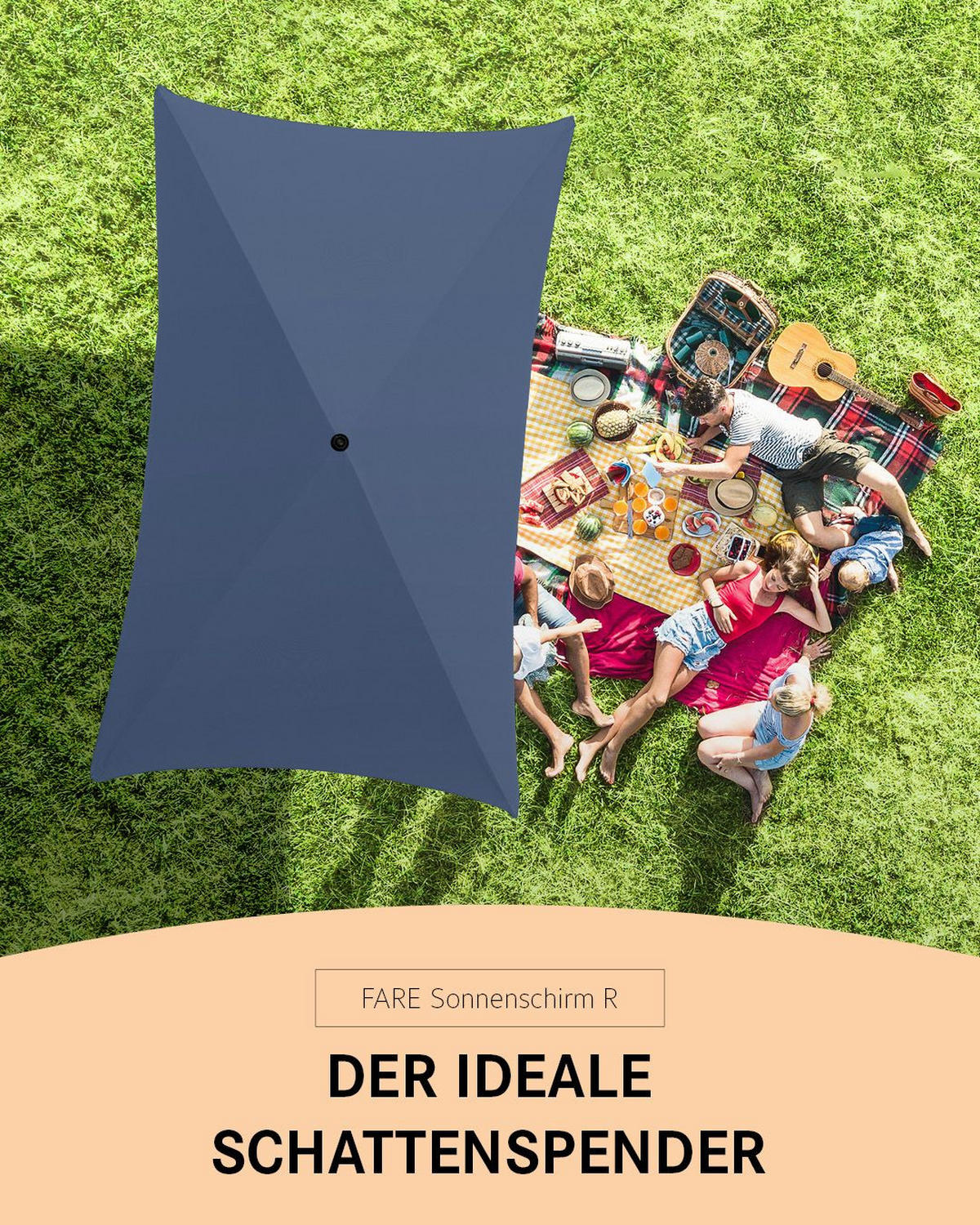 SONNENSCHIRM 122/200/126 cm - Dunkelblau, Kunststoff (200/122cm) - FARE