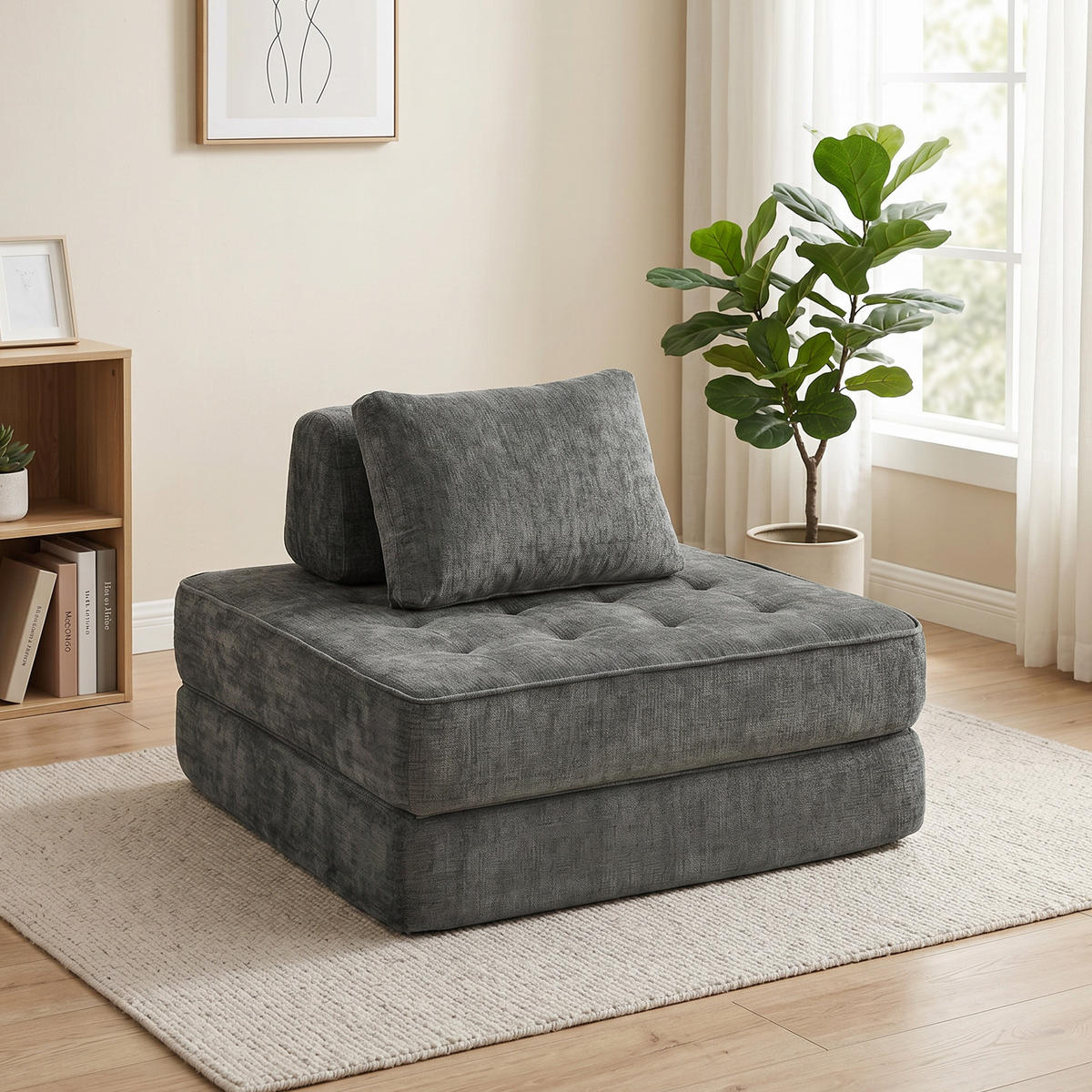 SOFA Grau 97.0/97.0/70.0cm - Grau, Textil (97/70/97cm)