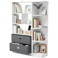 BÜCHERREGAL mit 8 offenen Regalböden und 2 Stoffschubladen Weiß 80 x 24 x 115 cm - Weiß, Holzwerkstoff (24/80/115cm)