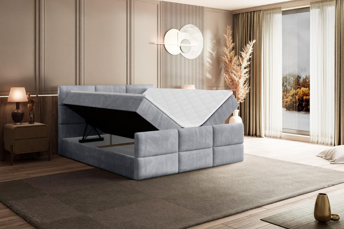 BOXBETT OHIO-Z - 120x200 cm - H4 - Hellgrau - Hellgrau, Holzwerkstoff (120/200cm) - ALTDECOR