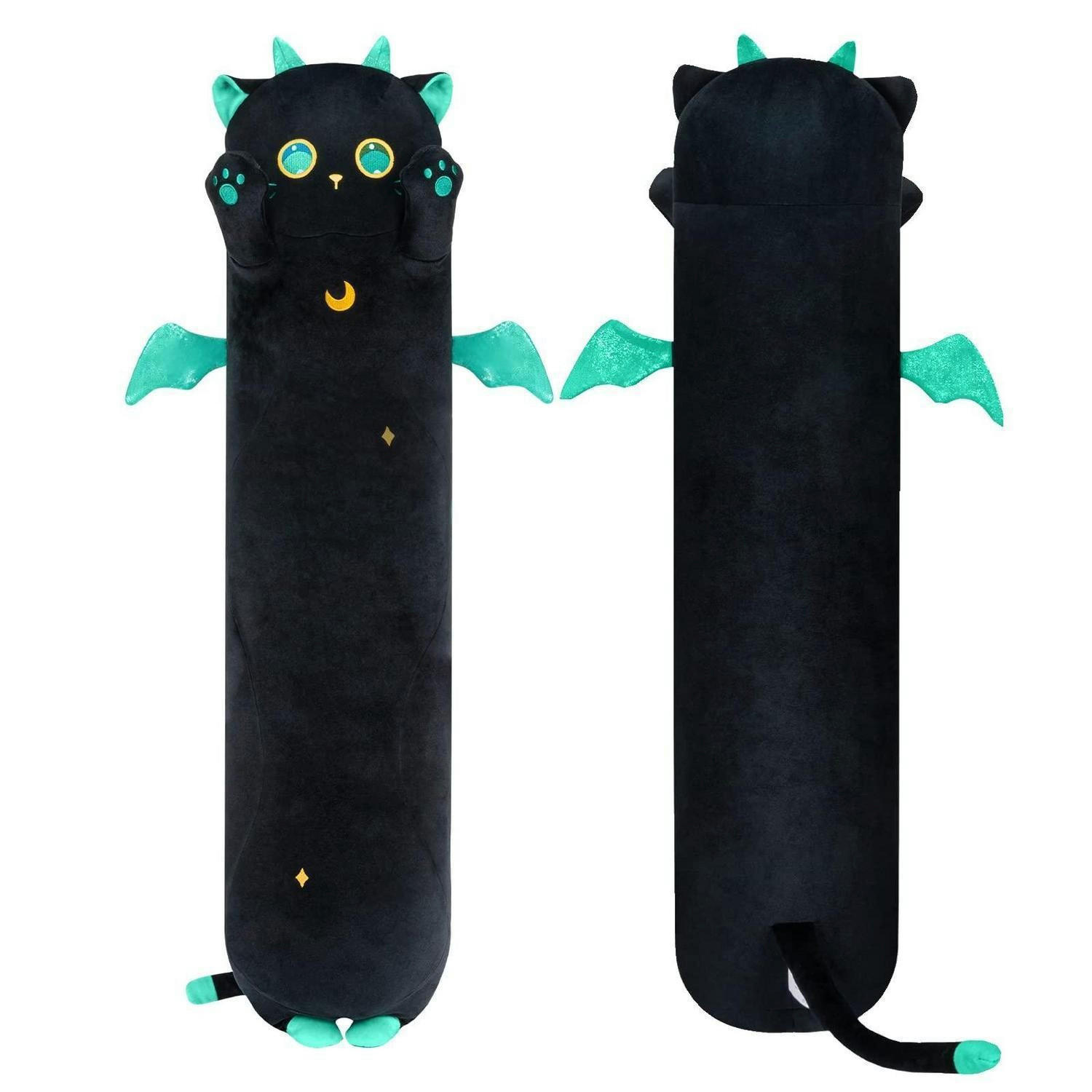 PLÜSCHKISSEN Katze, schwarz, 90 cm - Schwarz, Textil (22/35cm)