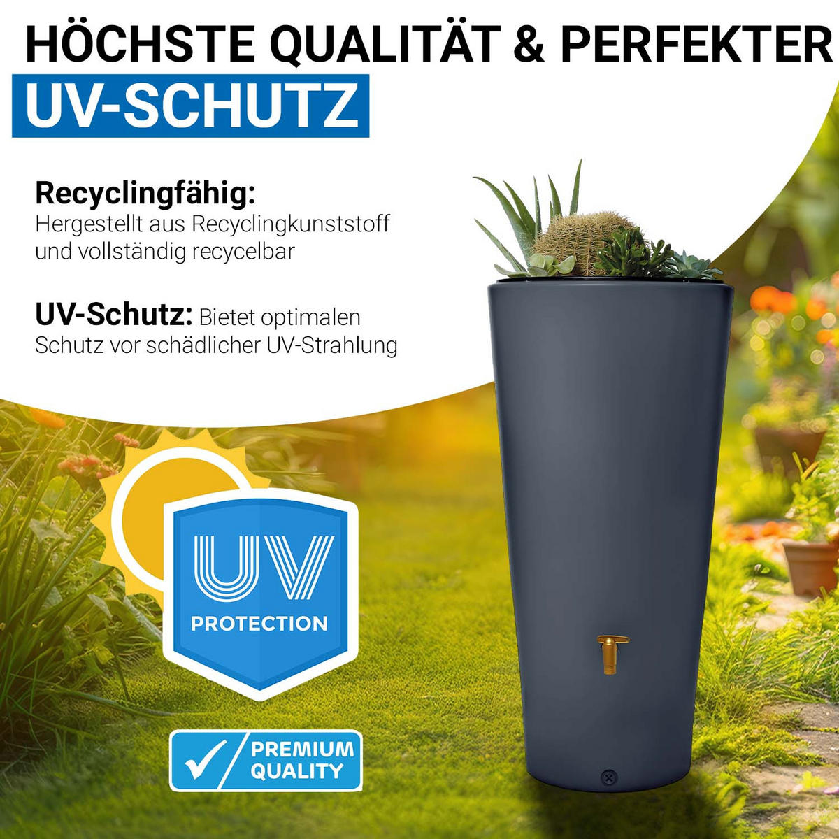 4rain 2IN1 Regentonnen Komplett-Set 220 L graphite grey jetzt nur ...