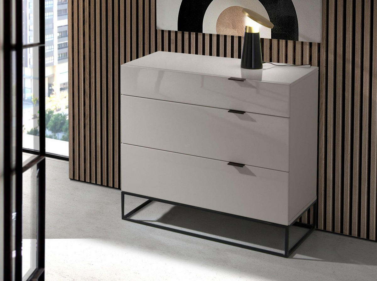 KOMMODE Kommode graues Holz und schwarzer Stahl 80/45/80 cm - Hellgrau/Schwarz, Holz (80/80/45cm) - ANGEL CERDA