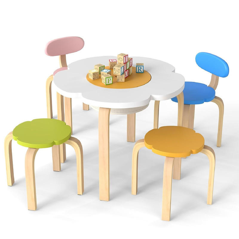 KINDERSITZGRUPPE Blumenförmig mehrfarbig(5-tlg) - Multicolor, Holzwerkstoff (60/45/60cm) - COSTWAY